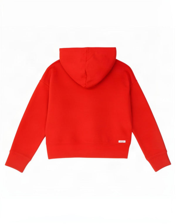 Maglione corto con cappuccio oversize da donna Zara UK 10 piccolo cotone rosso