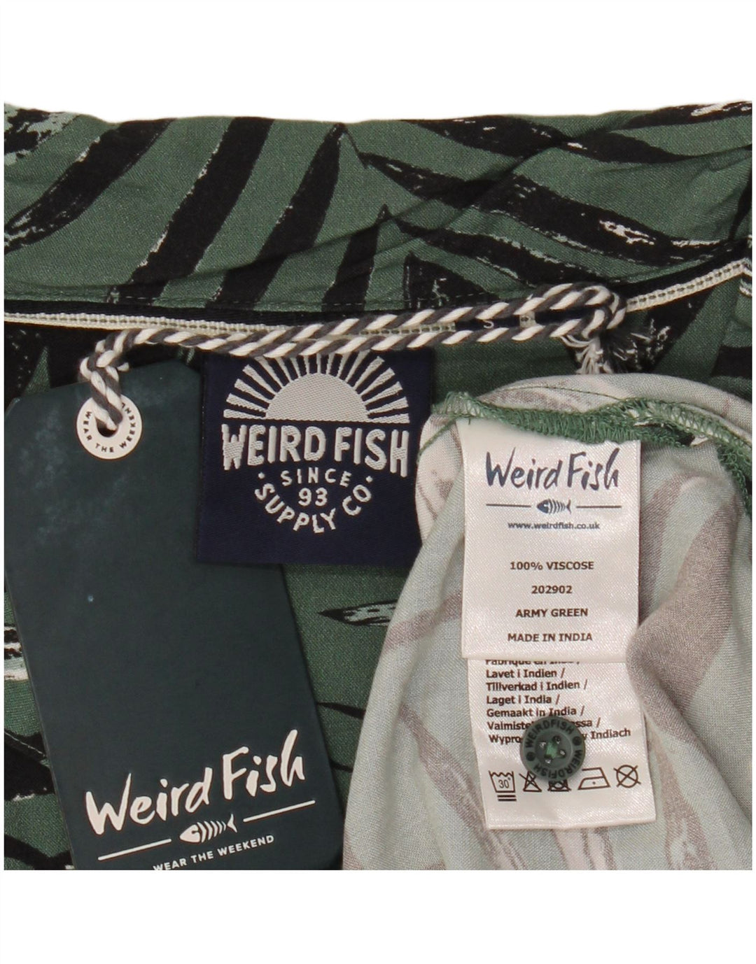 Camicia a maniche corte da uomo con motivo astratto Weird Fish piccola viscosa verde