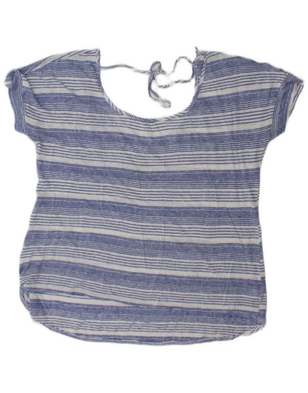 Fat Face Womens Blouse Top UK 16 Large  Blue Striped Linen