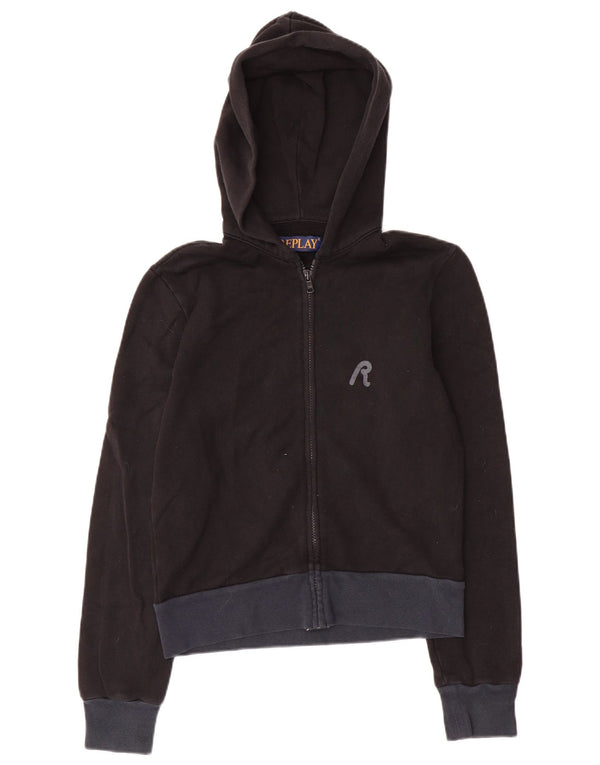 Maglione con cappuccio e zip da donna Replay UK 12 Cotone color block medio nero