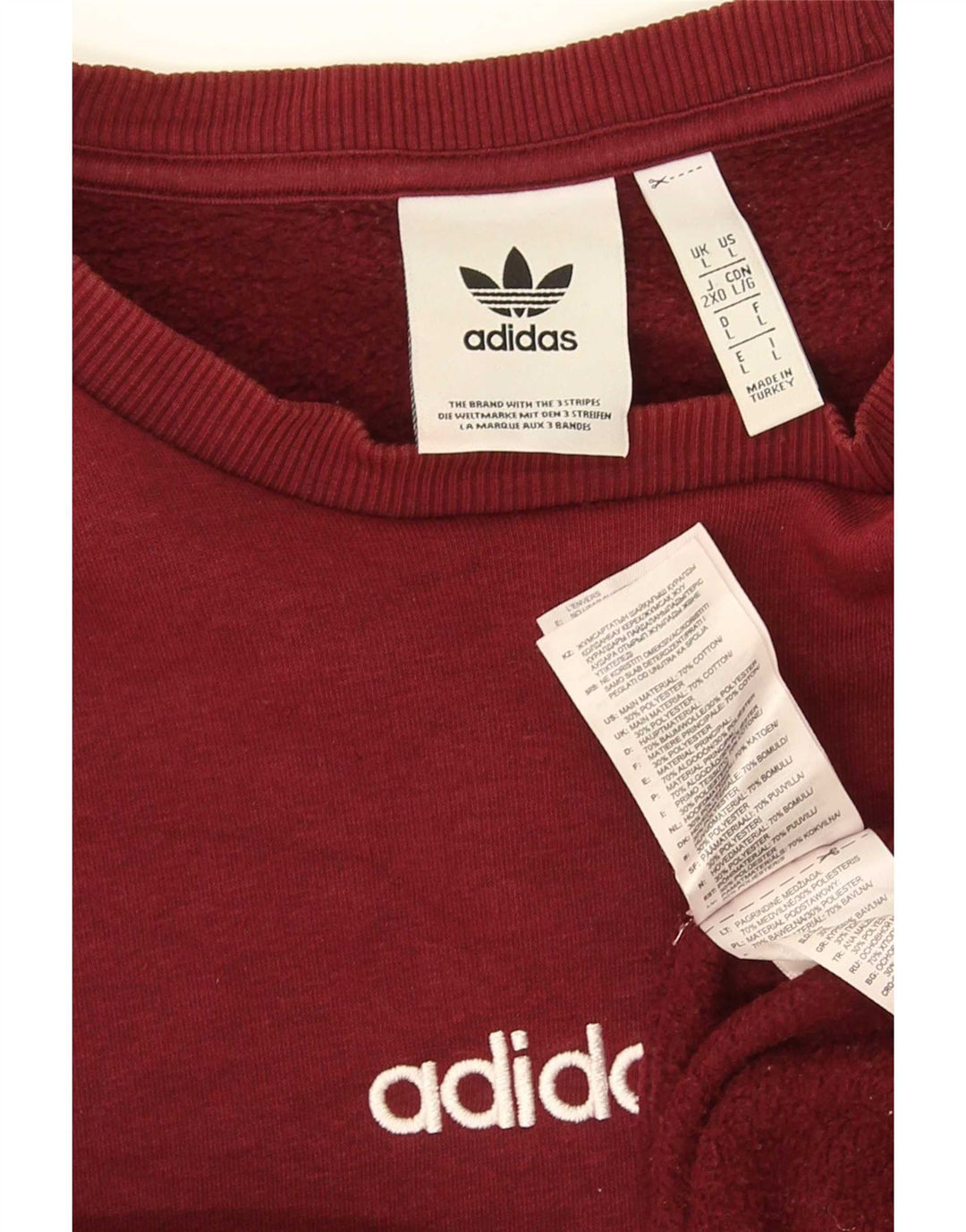 Felpa grafica da uomo Adidas, maglione grande, cotone marrone