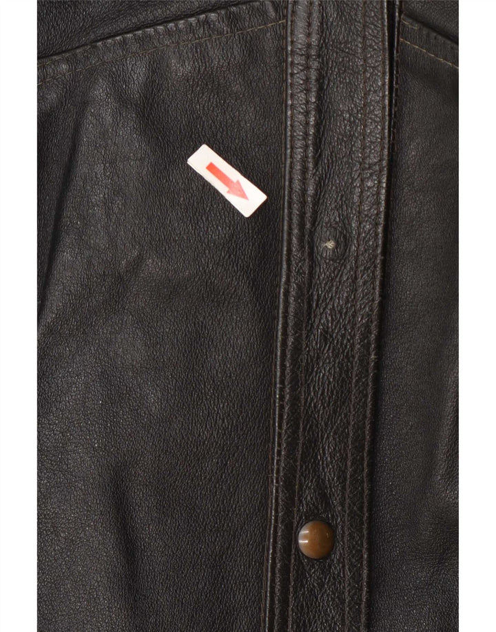 Giacca in pelle vintage da donna UK 14 grande nera