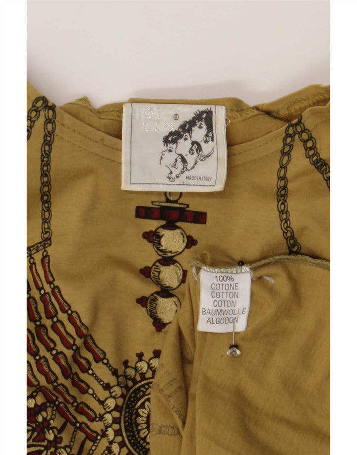 T-shirt grafica vintage da donna con motivo astratto IT 46 grande marrone