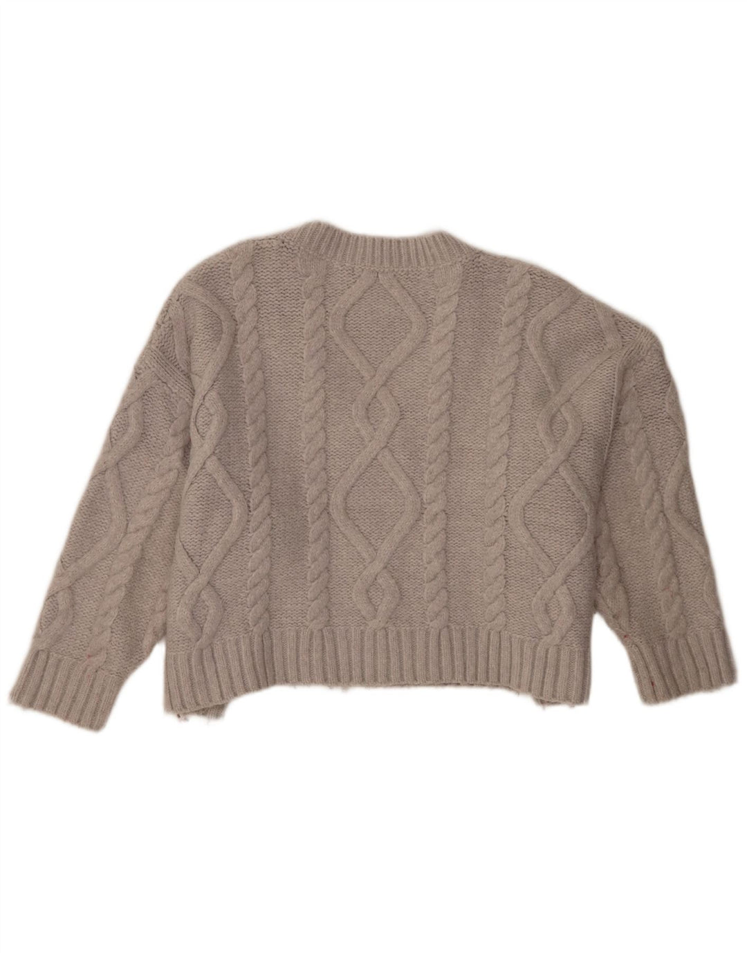 Maglione corto oversize con scollo a V da donna Zara UK 14 Acrilico grigio medio