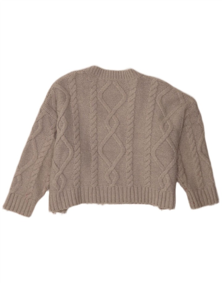 Maglione corto oversize con scollo a V da donna Zara UK 14 Acrilico grigio medio