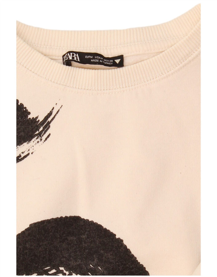 Felpa corta da donna Zara UK 14 blocco colore bianco medio