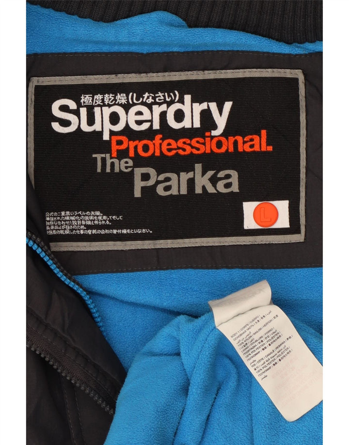 Giacca parka da uomo con cappuccio Superdry UK 40 grande nylon nero