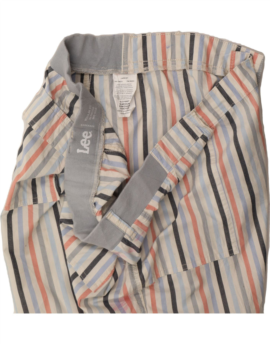 LEE Womens Regular Fit Bermuda Shorts US 18 2XL W36  Multicoloured Striped Vintage Lee and Second-Hand Lee from Messina Hembry 