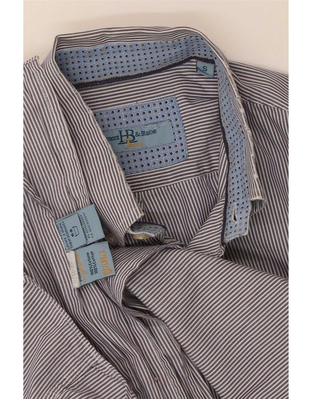 Camicia da uomo Harmont & Blaine piccola in cotone gessato blu