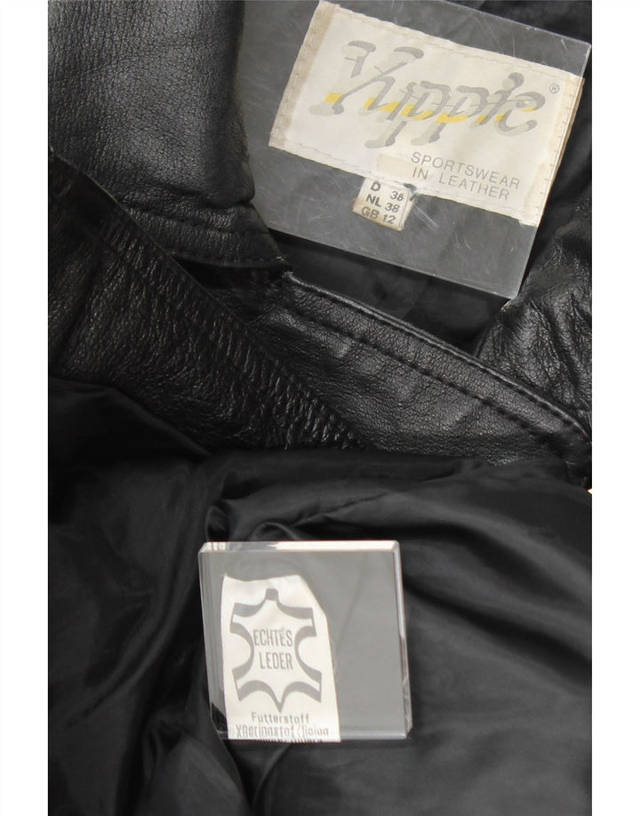 YUPPIE Womens Leather Jacket UK 12 Medium Black Leather Vintage Yuppie and Second-Hand Yuppie from Messina Hembry 