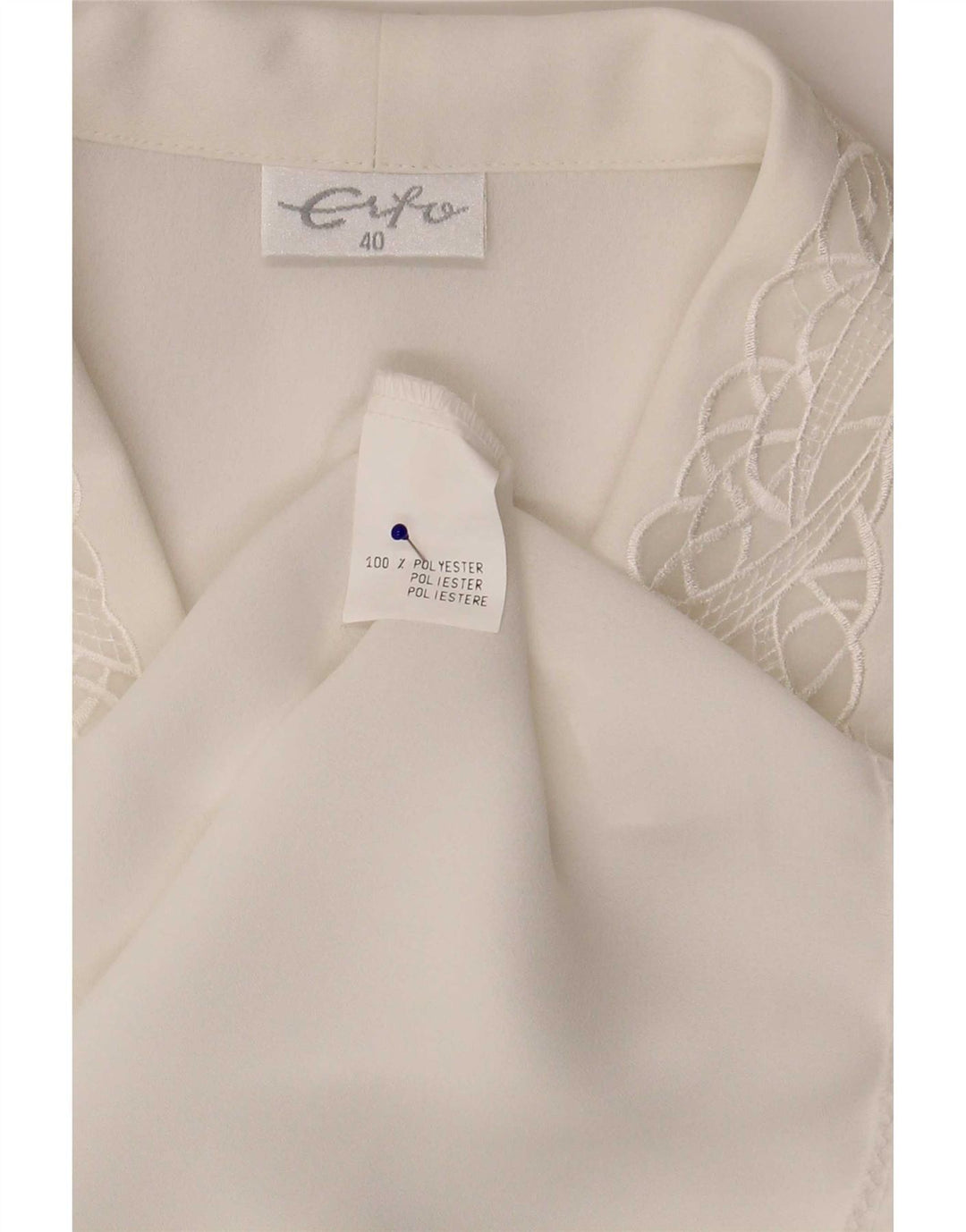 Camicetta camicia vintage da donna EU 40 poliestere bianco medio