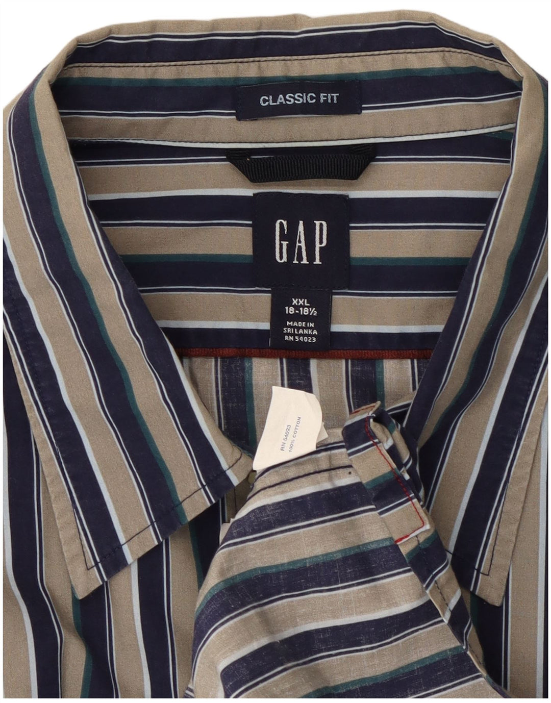 Gap Camicia da uomo vestibilità classica taglia 18 1/2 2XL cotone a righe multicolore