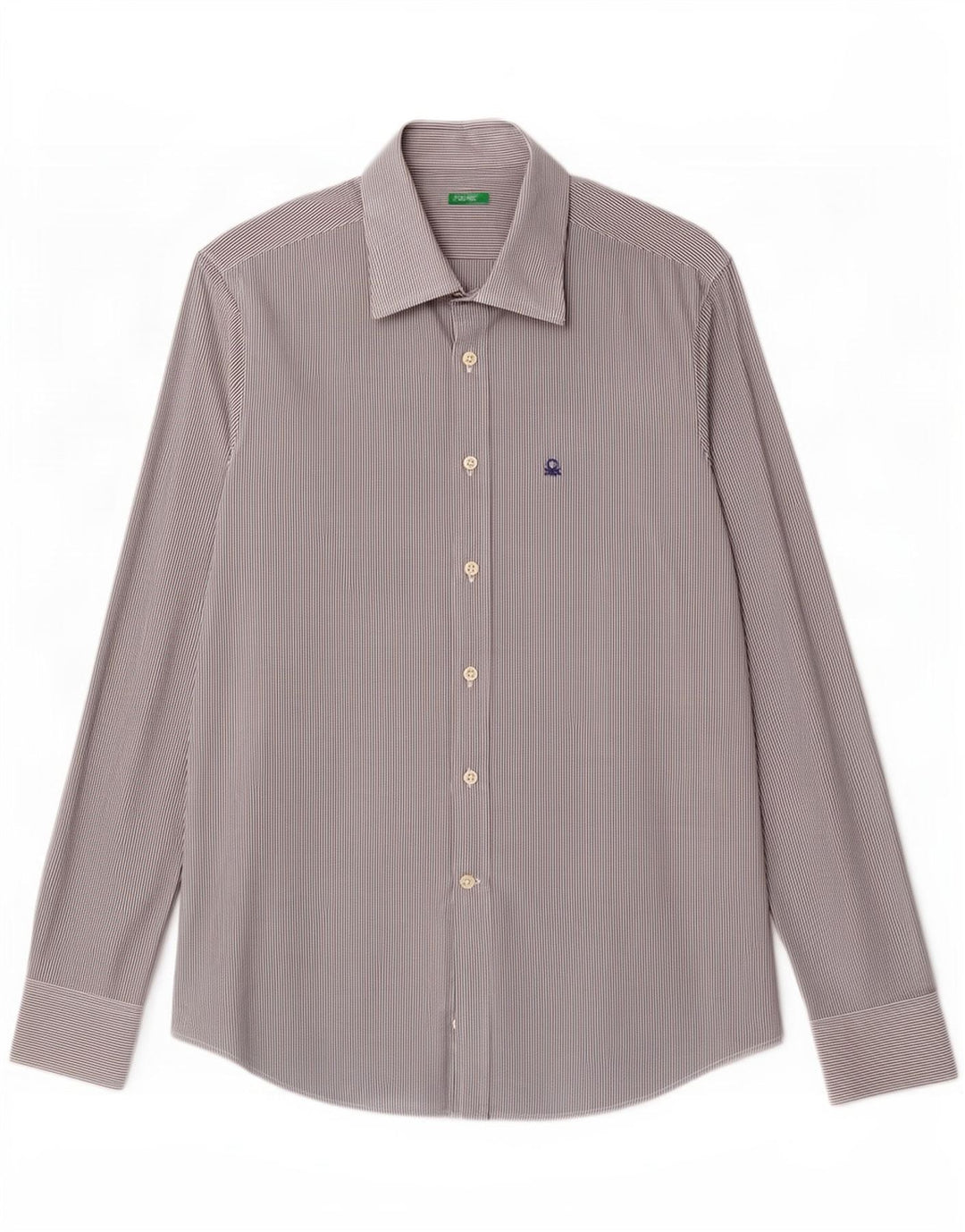 Camicia Benetton Uomo Gessato Medio Blu Navy