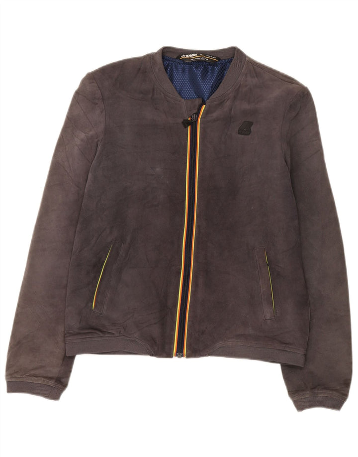 Giubbotto Bomber Scamosciato Bambino K-Way 6-7 Anni in Pelle Grigia