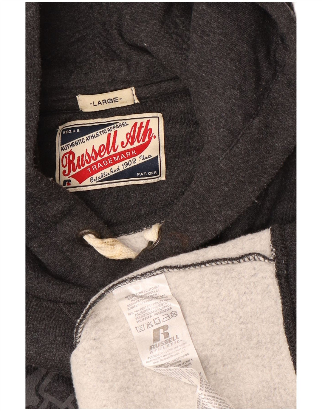 RUSSELL ATHLETIC Maglione con cappuccio grafico da uomo grande in cotone grigio