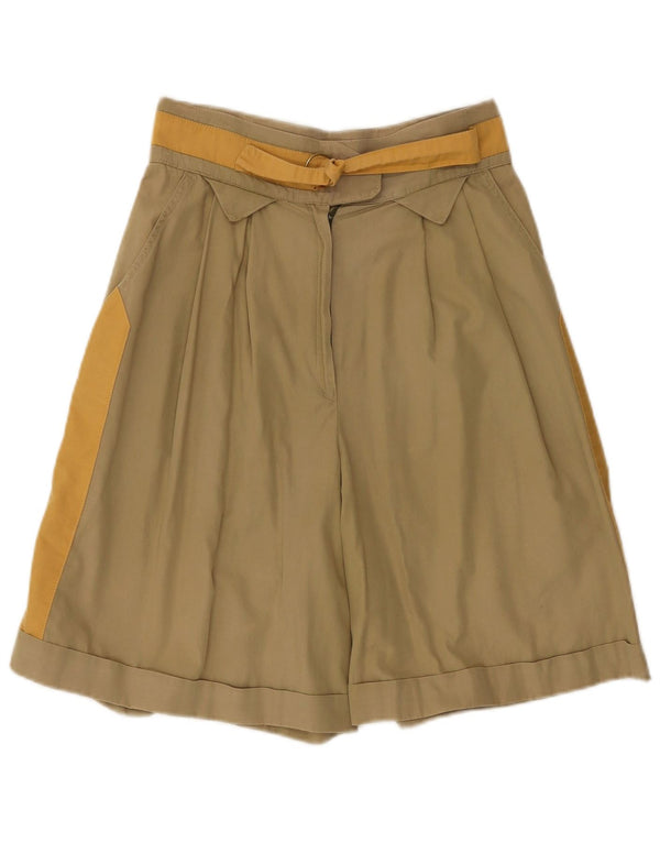 Bermuda vintage da donna a vita alta IT 44 medio W28 color block kaki