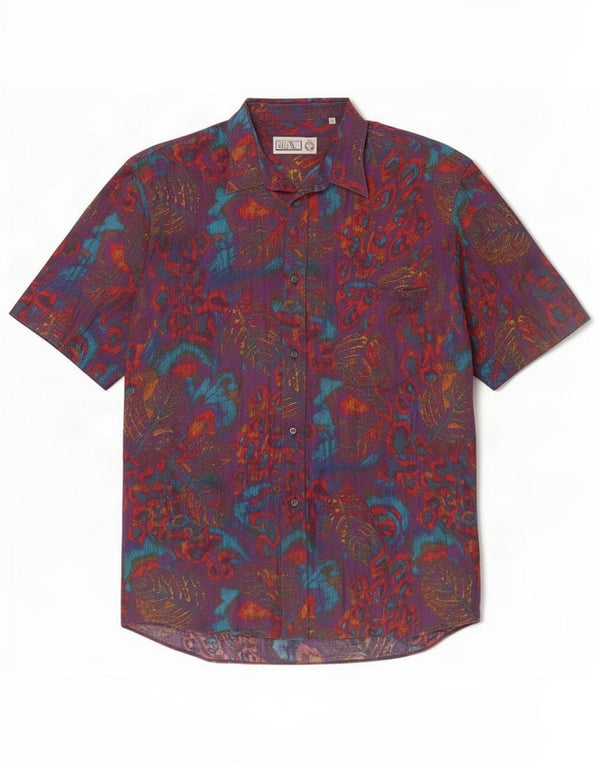 Camicia a maniche corte da uomo Poggianti XL in viscosa tie-dye multicolore