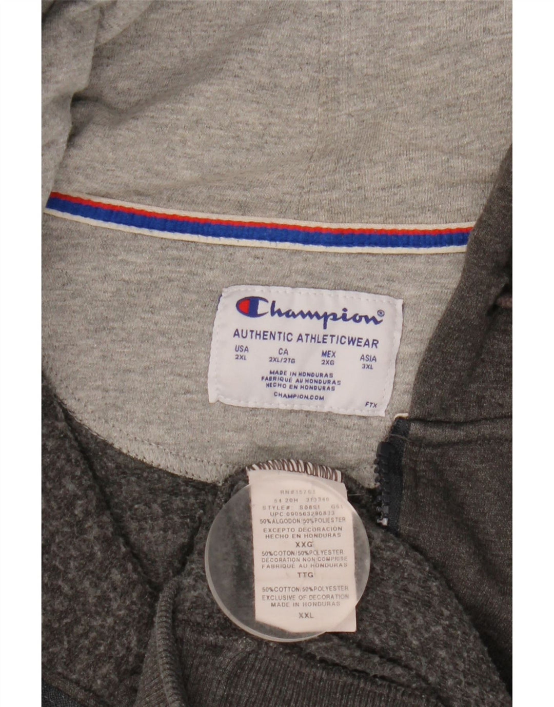 Maglione con cappuccio e zip da uomo Champion 2XL cotone grigio