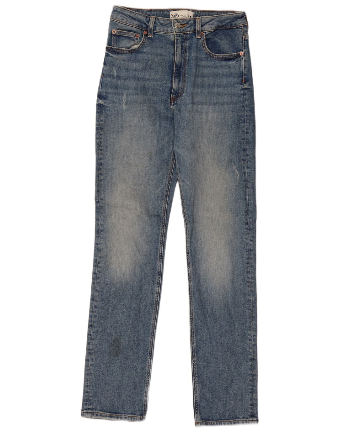 Jeans dritti effetto invecchiato ZARA da donna EU 36 XS W26 L32 Blu