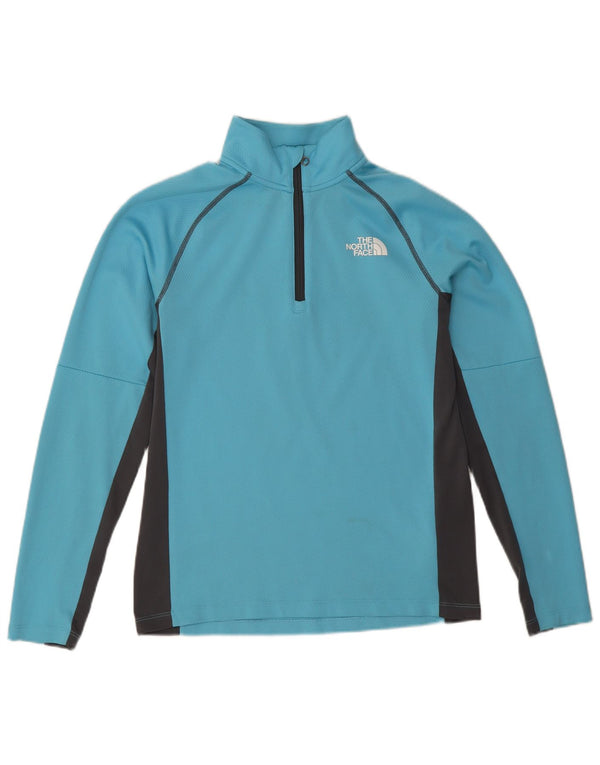 The North Face Uomo Pullover con zip sul collo Tuta da ginnastica Top Small Blu Colourblock