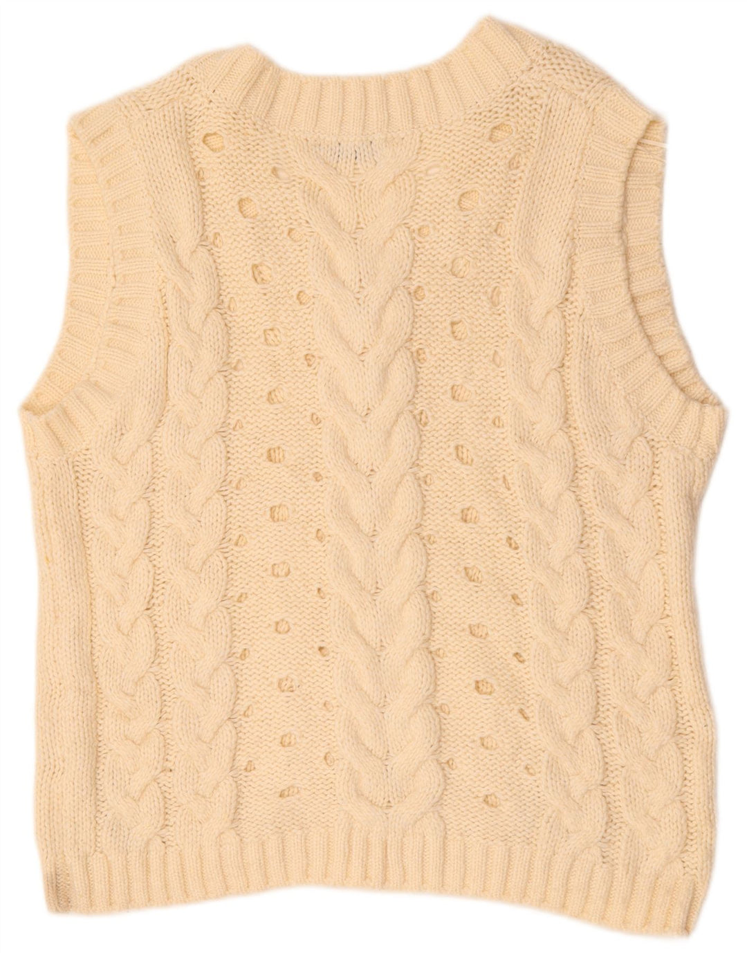 Canotta oversize da donna Zara UK 16 grande in acrilico bianco sporco