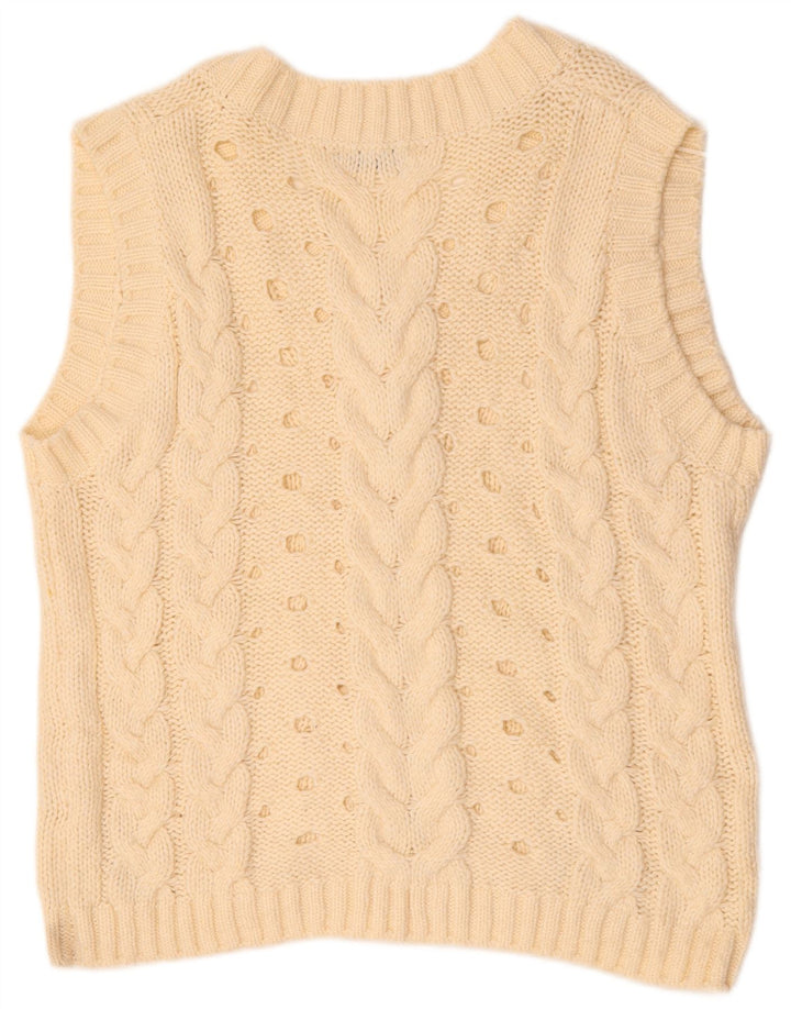 Canotta oversize da donna Zara UK 16 grande in acrilico bianco sporco