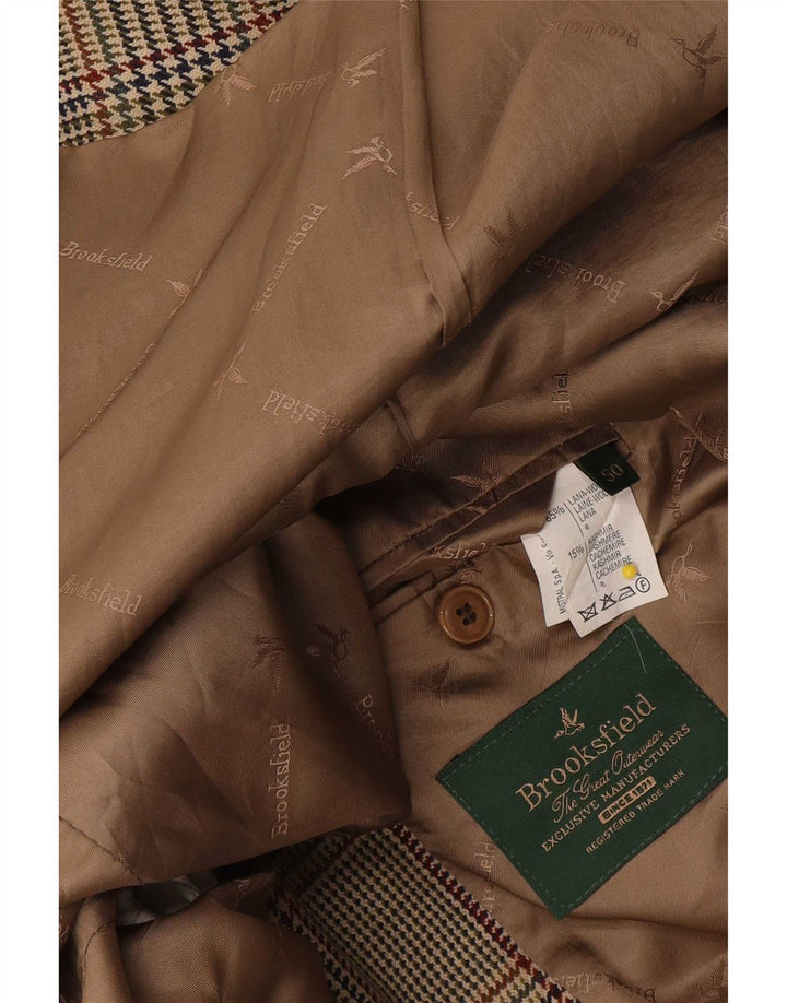 Giacca blazer da uomo a 2 bottoni Brooksfield IT 50 grande lana a quadri beige