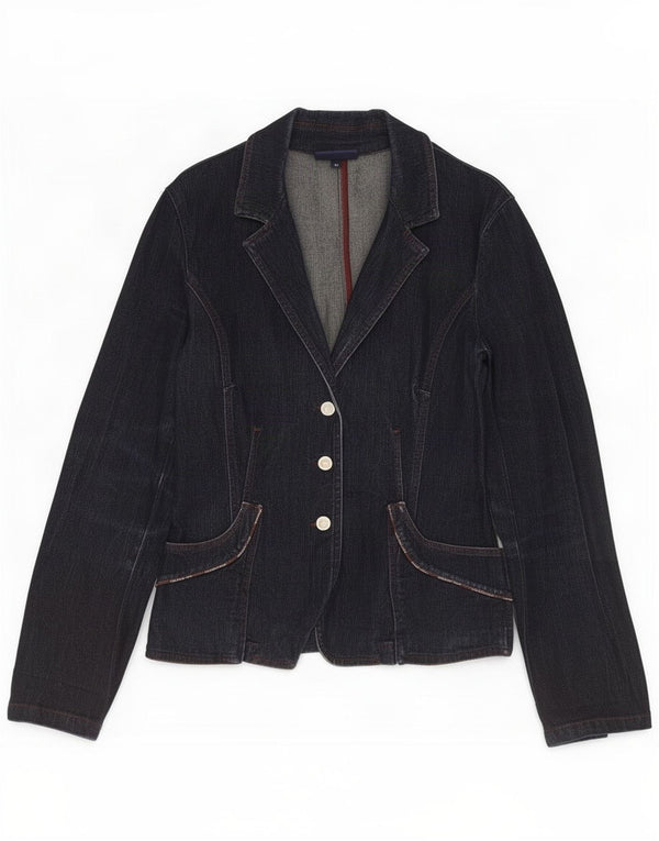 Giacca Blazer in Denim a 3 Bottoni da Donna Trussardi Jeans IT 46 Large Blu Navy
