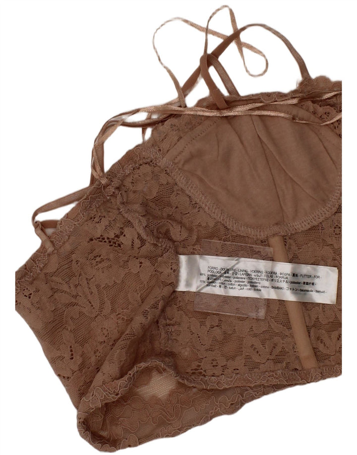 Top corsetto in pizzo da donna Zara piccolo poliestere floreale beige