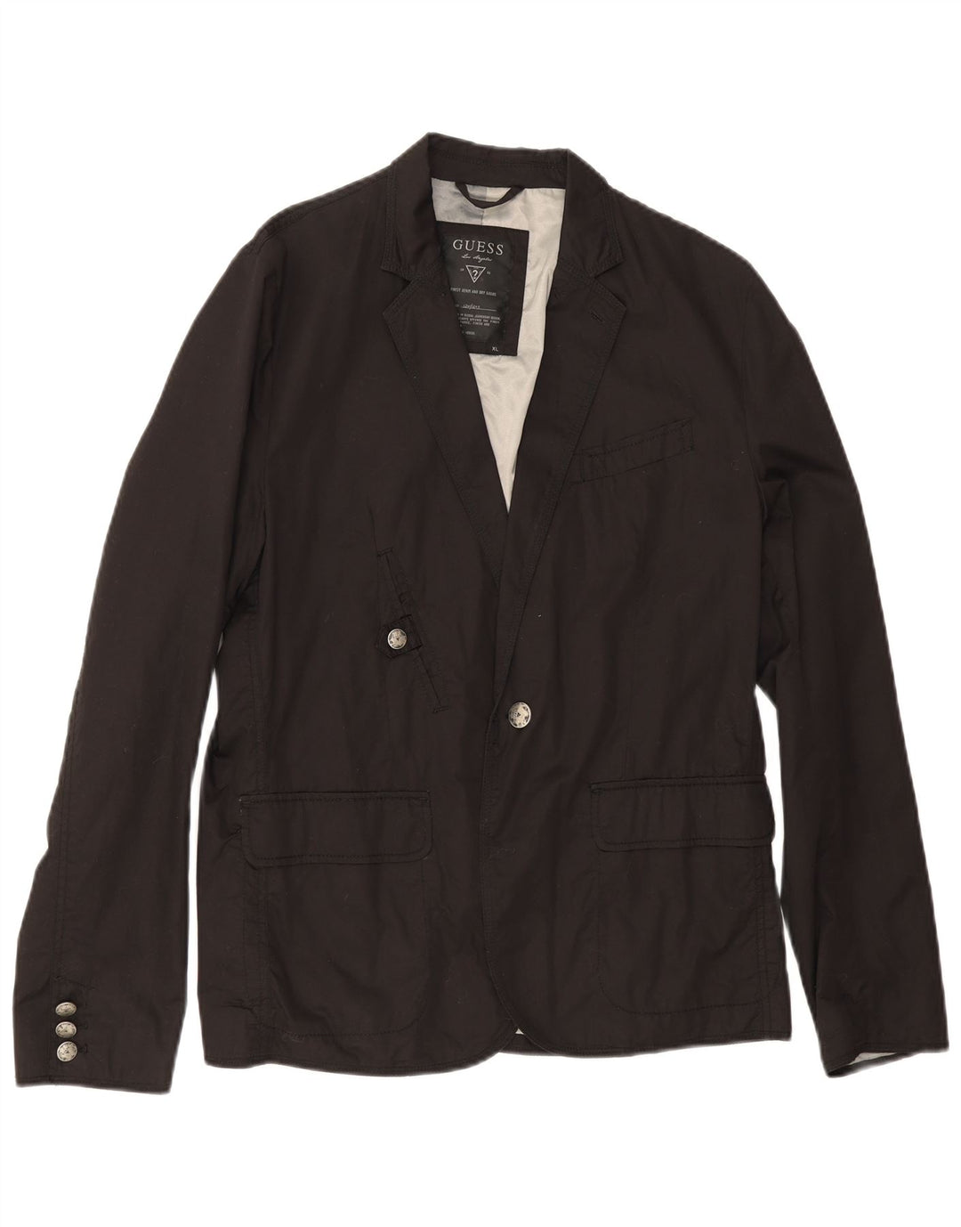Guess Giacca blazer da uomo a 1 bottone UK 42 XL Cotone nero