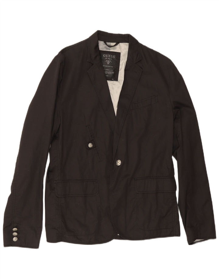 Guess Giacca blazer da uomo a 1 bottone UK 42 XL Cotone nero