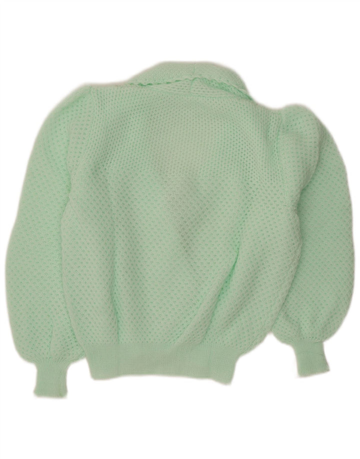 Maglione cardigan da donna vintage UK 14 turchese medio