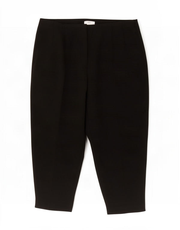 Marks & Spencer Womens High Waist Cropped Trousers UK 22 3XL W42 L24 Black
