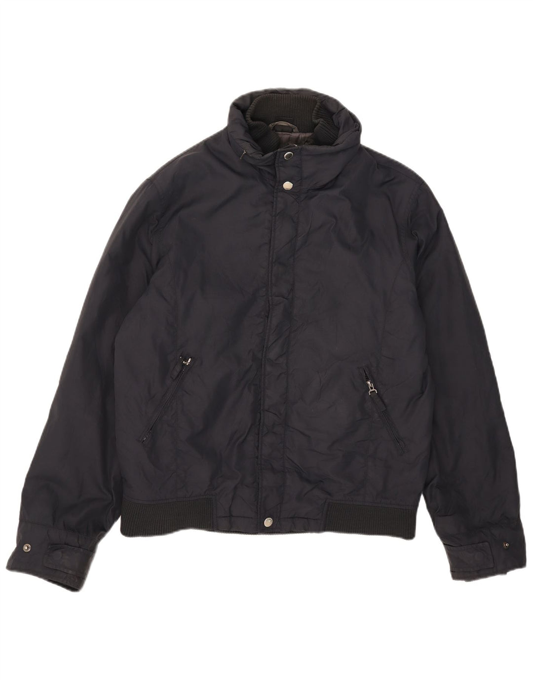 Giacca imbottita con cappuccio da uomo Zara UK 40 grande in nylon blu navy