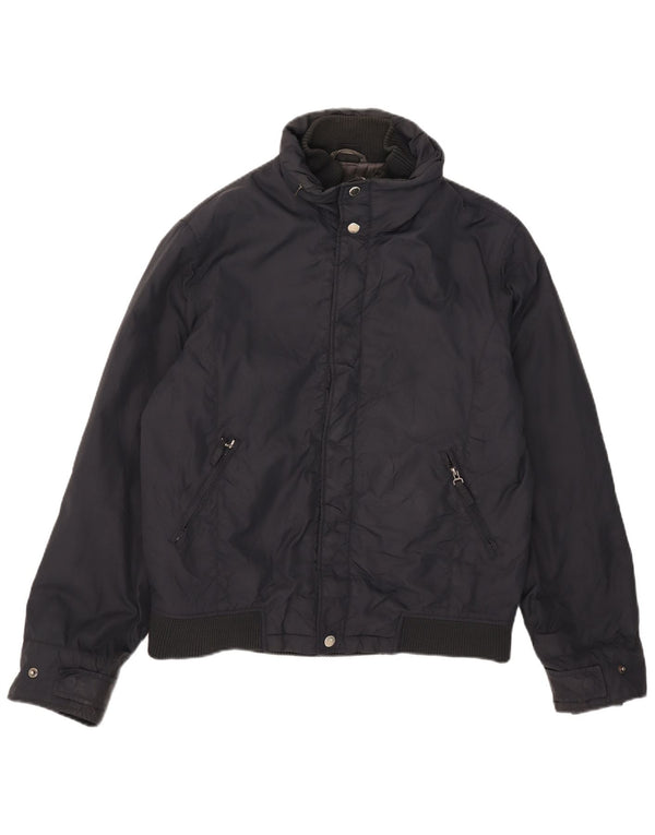 Giacca imbottita con cappuccio da uomo Zara UK 40 grande in nylon blu navy