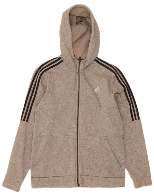 Maglione con cappuccio e zip Adidas 3D Arc da uomo in cotone grigio medio