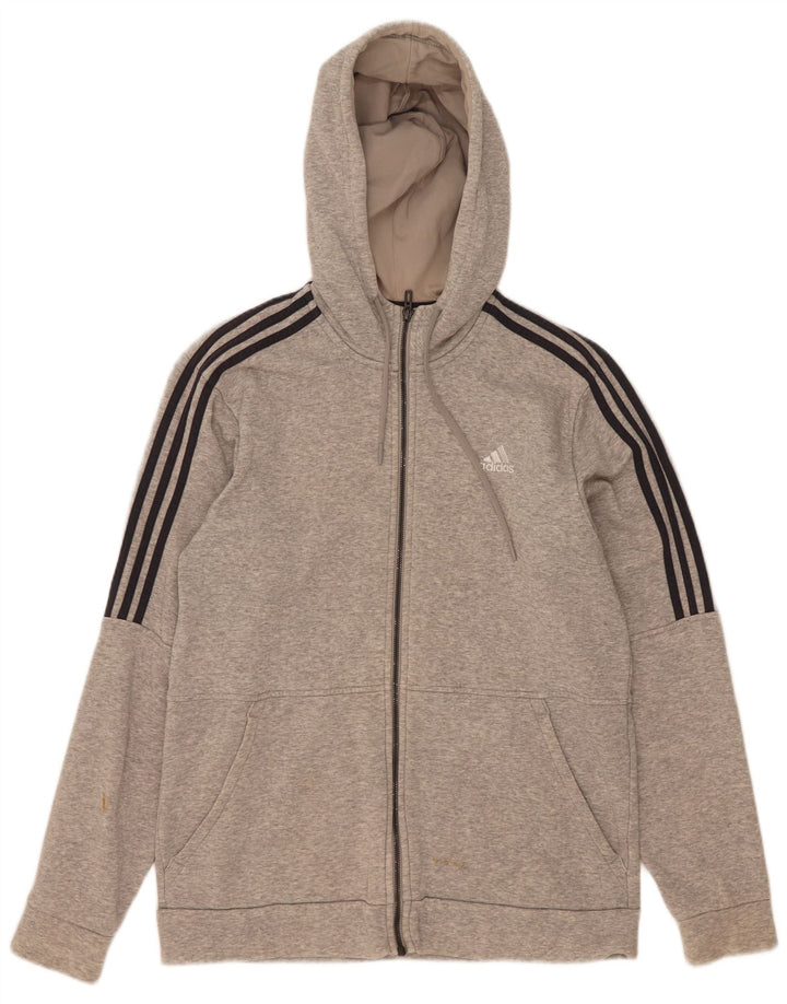 Maglione con cappuccio e zip Adidas 3D Arc da uomo in cotone grigio medio