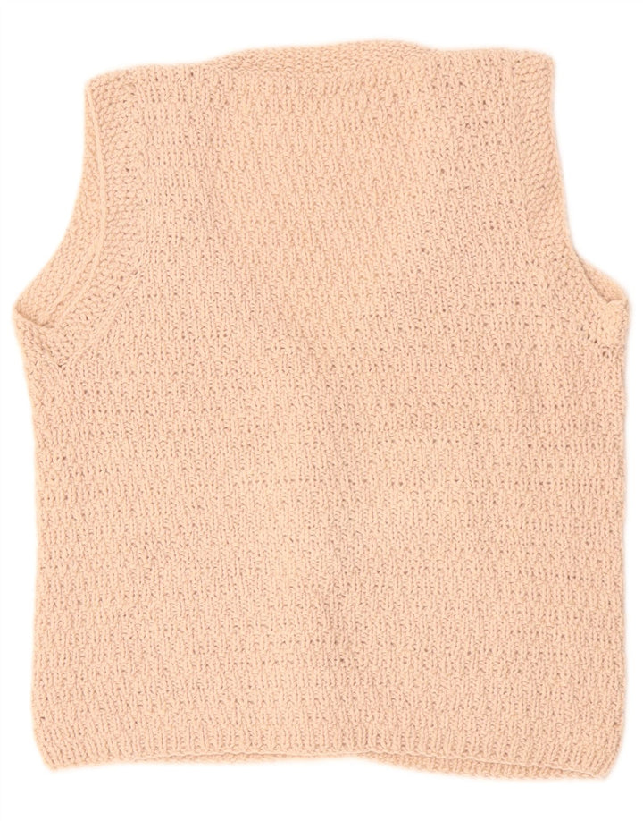 Maglione cardigan senza maniche da donna VINTAGE UK 14 Beige medio