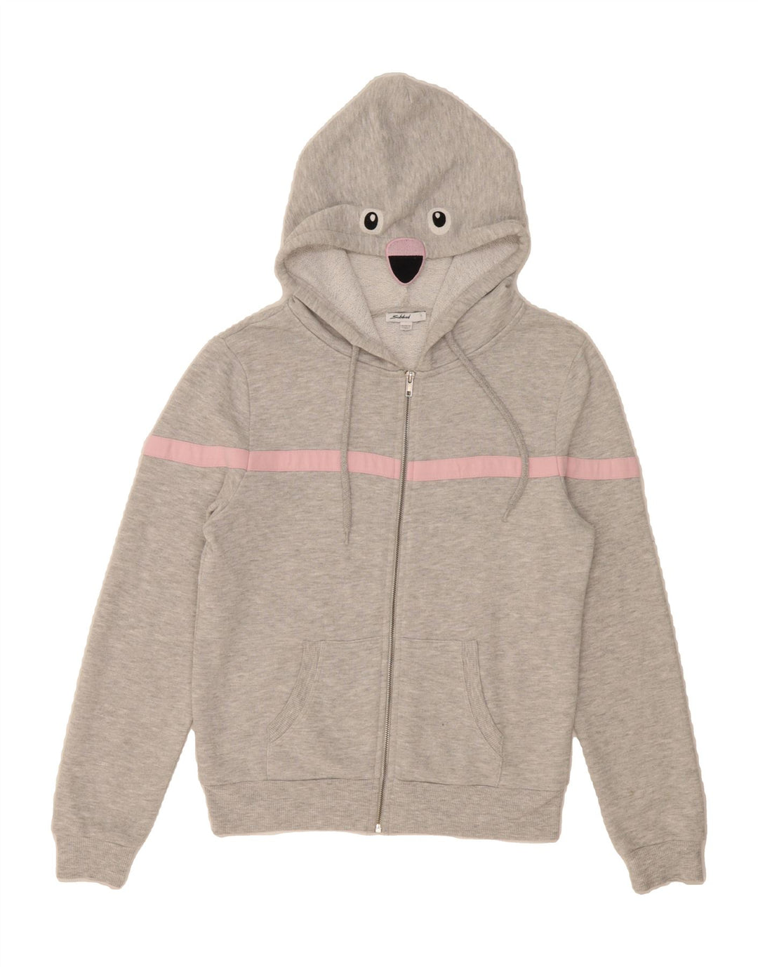 SUBDUED Womens Zip Hoodie Sweater UK 14 Medium Grey Colourblock Cotton Vintage Subdued and Second-Hand Subdued from Messina Hembry 