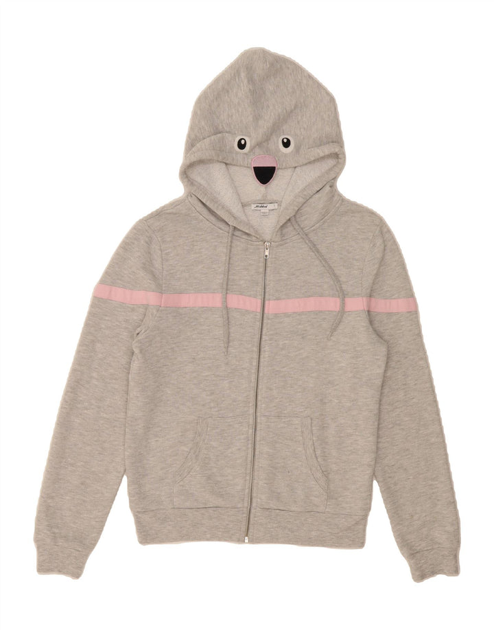 SUBDUED Womens Zip Hoodie Sweater UK 14 Medium Grey Colourblock Cotton Vintage Subdued and Second-Hand Subdued from Messina Hembry 