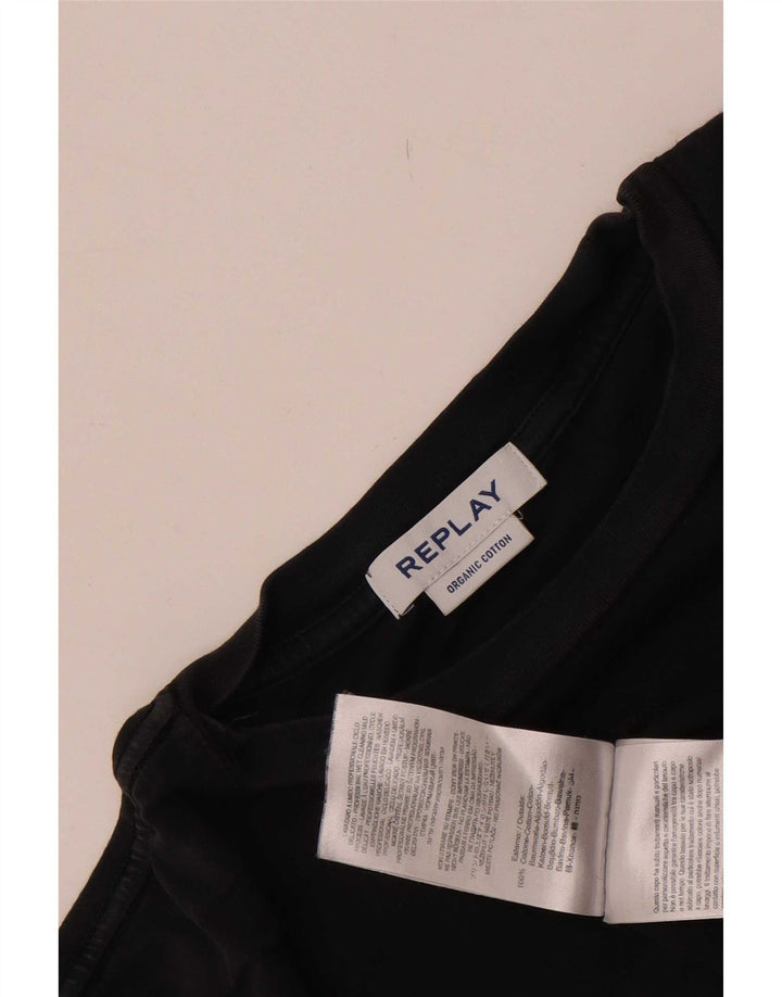 T-shirt grafica da uomo Replay Top grande in cotone nero