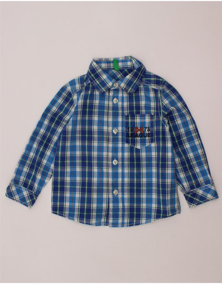 Camicia BENETTON Bimbo 18-24 Mesi Cotone Blu a Quadri