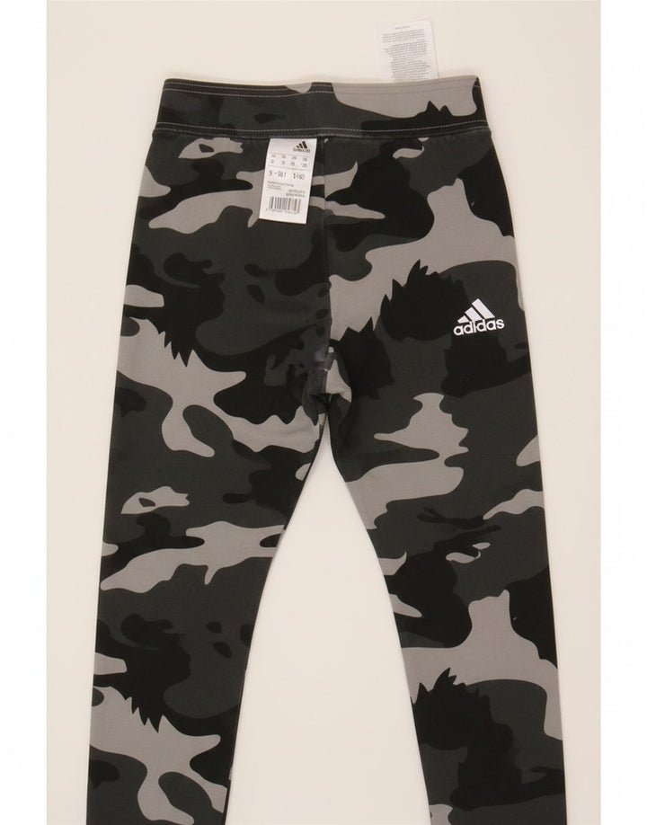 Leggings Adidas Bambina 9-10 Anni Cotone Grigio Mimetico