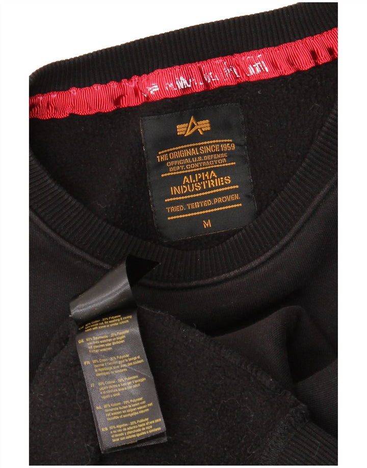 Felpa grafica da uomo Alpha Industries, maglione, cotone nero medio