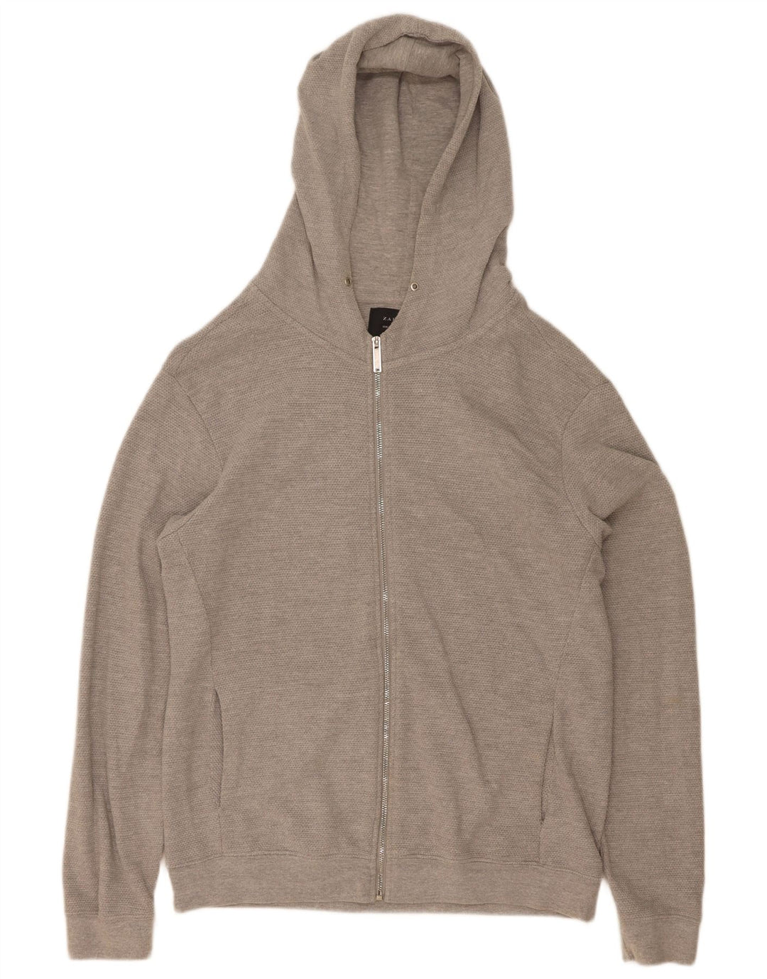 Felpa con cappuccio e zip Zara da uomo XL in cotone grigio
