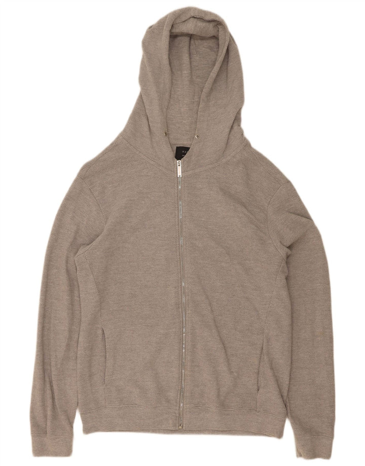 Felpa con cappuccio e zip Zara da uomo XL in cotone grigio