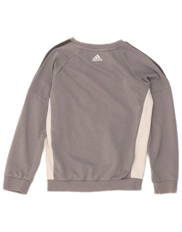 Felpa grafica Adidas per ragazzi, 7-8 anni, cotone color block grigio