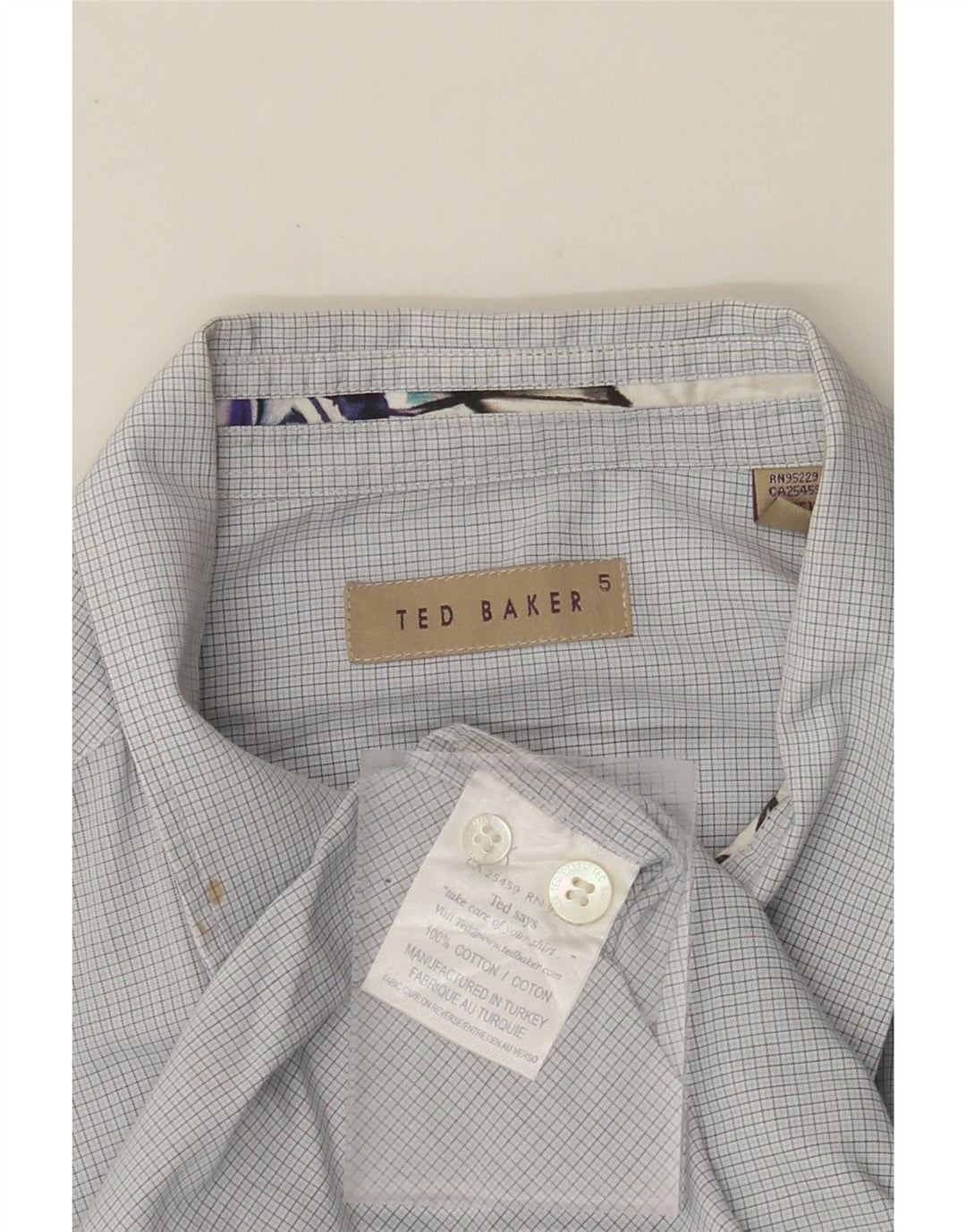 Camicia da uomo TED BAKER taglia 5 XL in cotone a quadretti blu