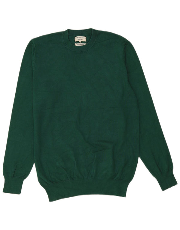 Maglione vintage da uomo girocollo in viscosa verde grande