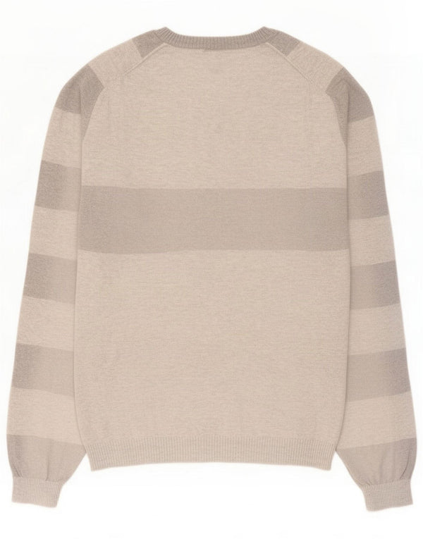 Diesel Maglione da uomo con scollo a V, grande cotone a righe grigie